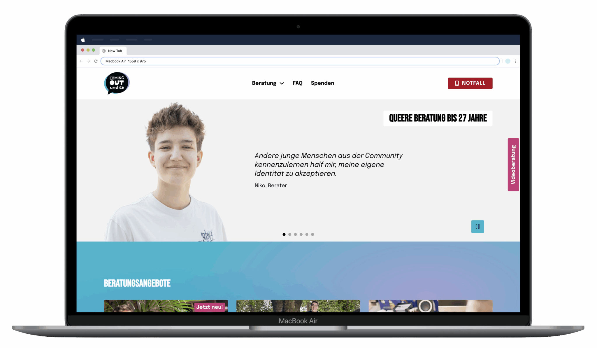 Screenshot Coming Out und so Website