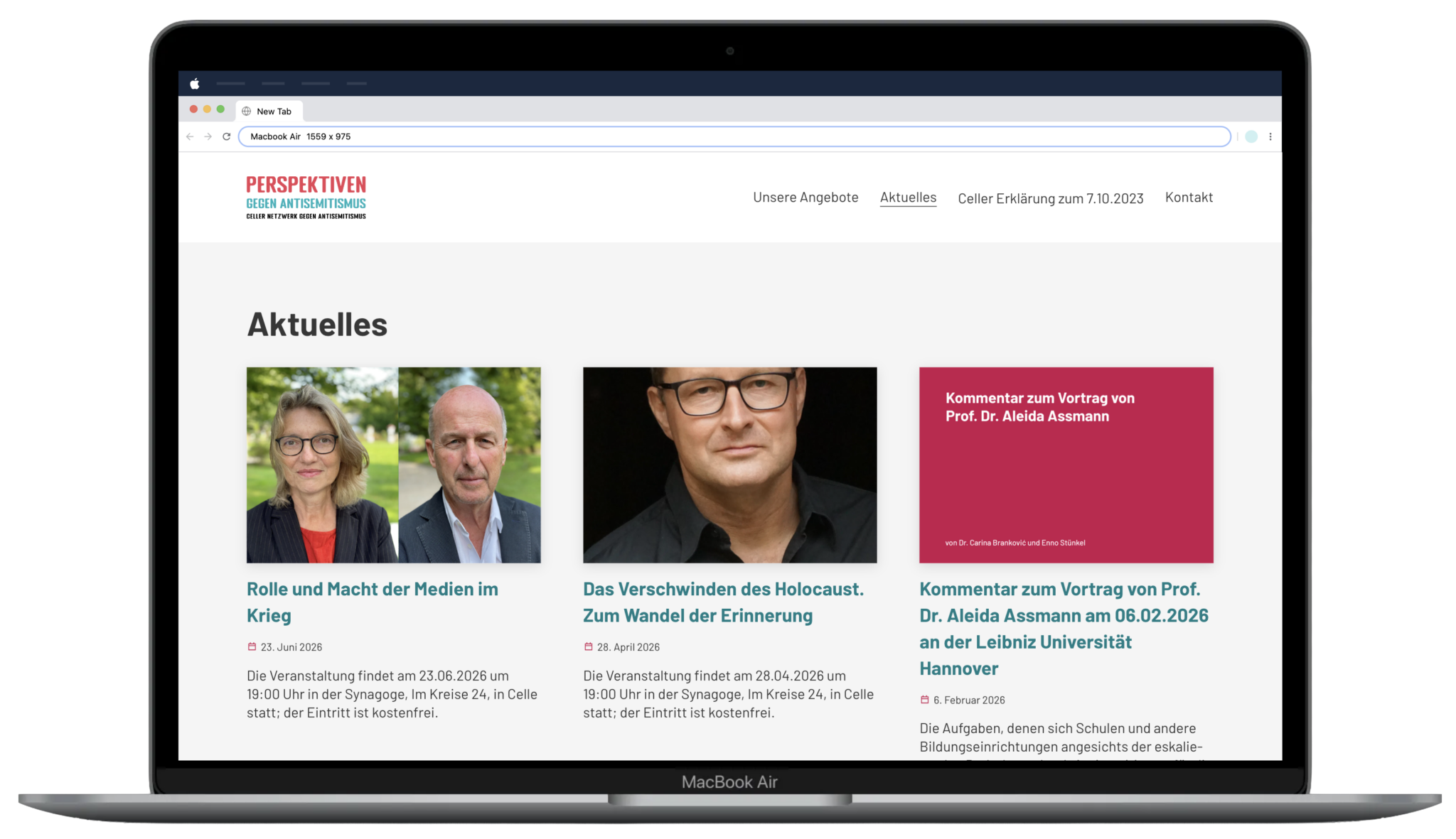 Screenshot Website Perspektiven gegen Antisemitismus