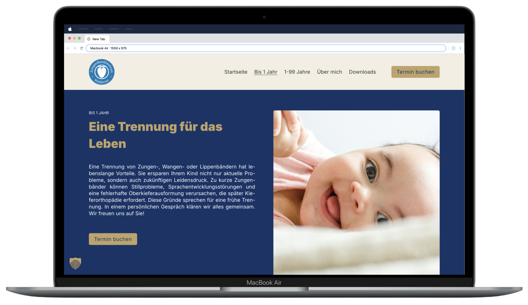 Screenshot Zungenbandzentrum Nidderau Website
